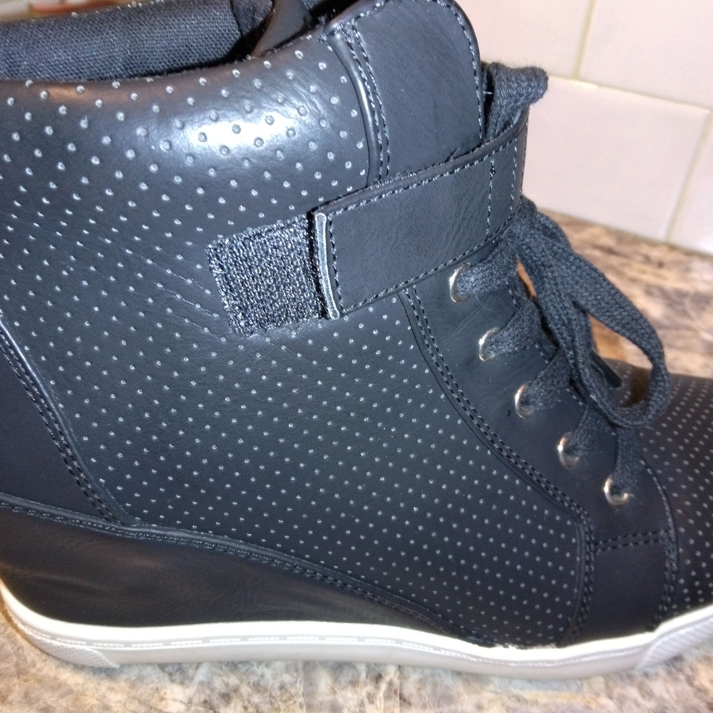 Black High-Top Sneakers with White Dots
